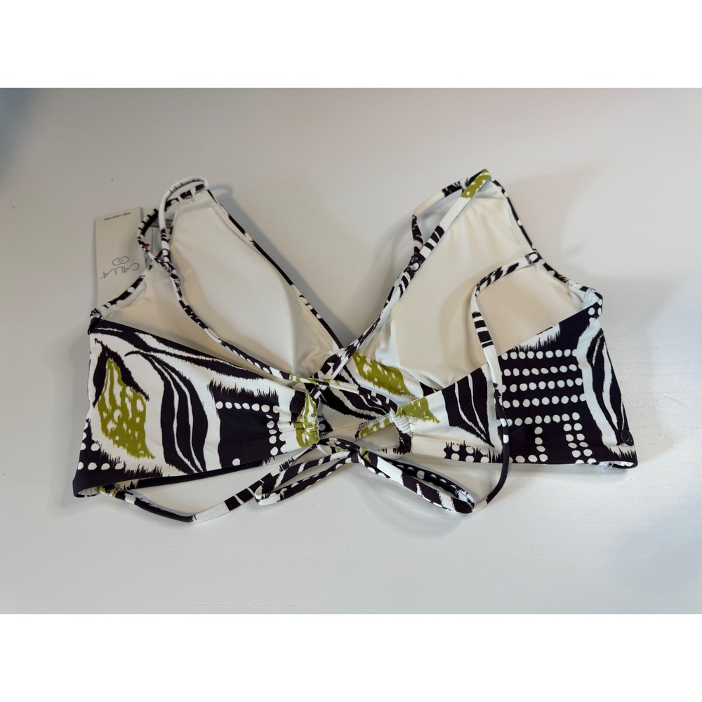CALIA Tropical Print Bikini Top Black White Green XL NWT - Picture 3 of 4